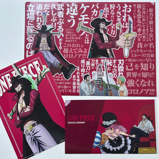 One Piece Mihawk + Perona Clear File + Sticker Set