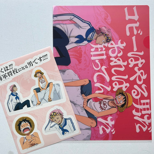 One Piece Luffy + Coby Clear File + Sticker Set