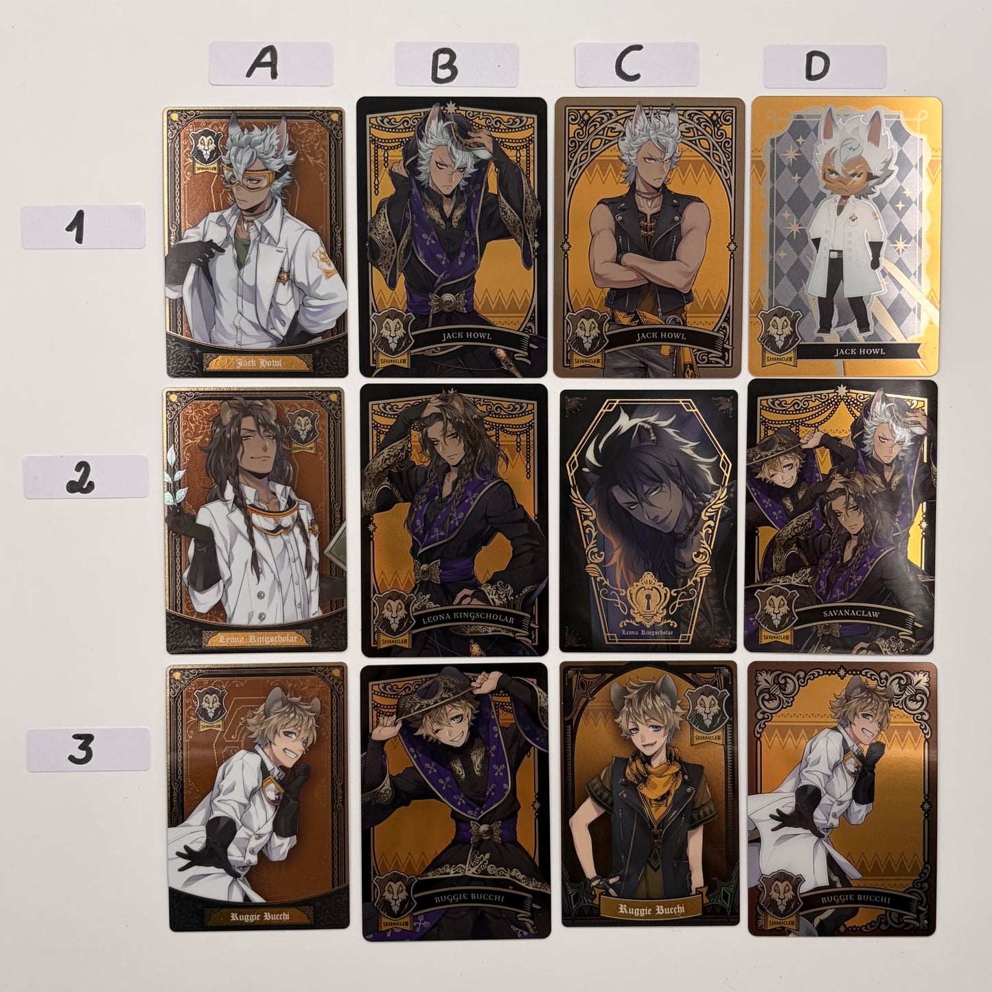 Twisted Wonderland Savanaclaw Trading Cards {Jack, Leona, Ruggie}