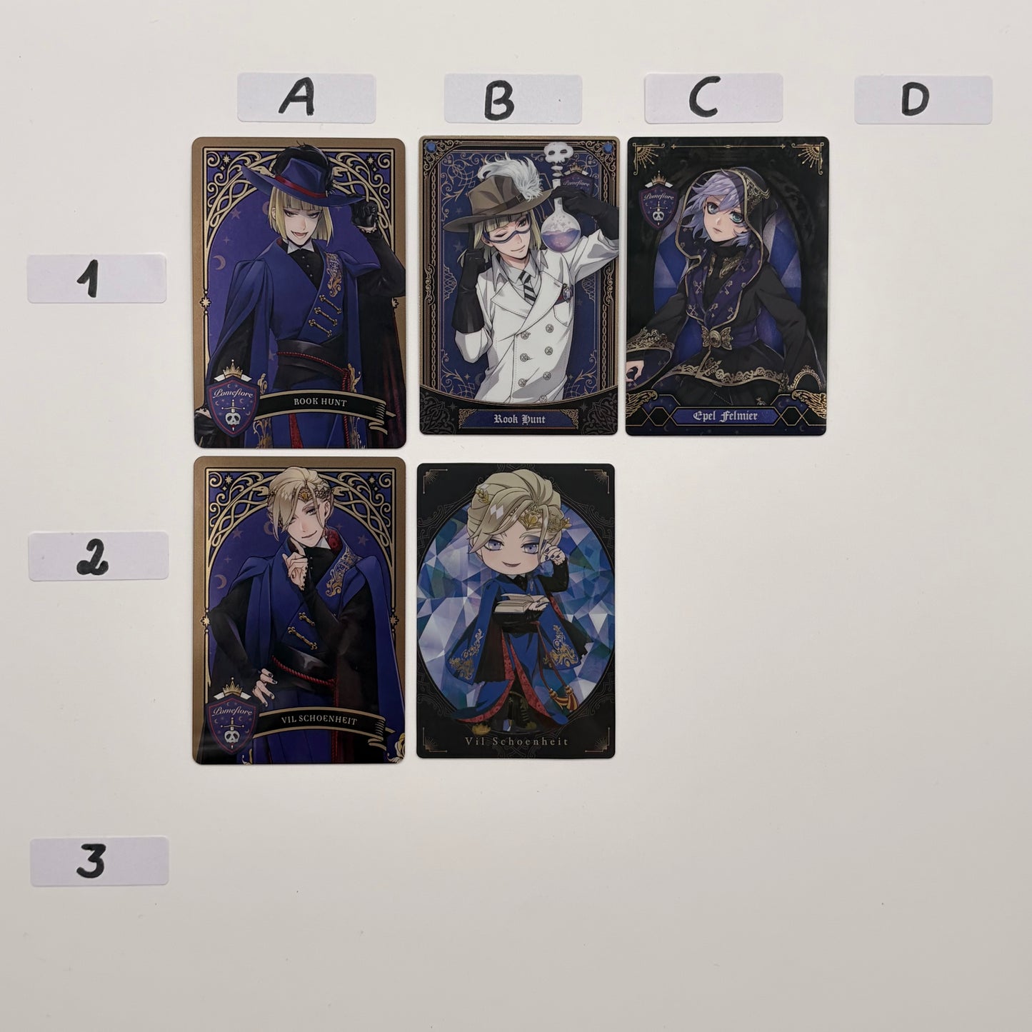 Twisted Wonderland Pomefiore Trading Cards {Rook, Vil, Epel}